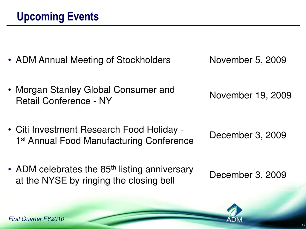 upcoming events