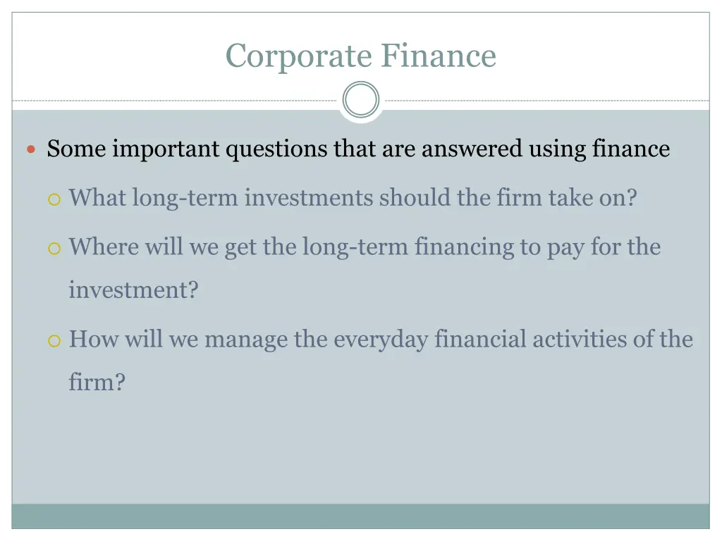 corporate finance