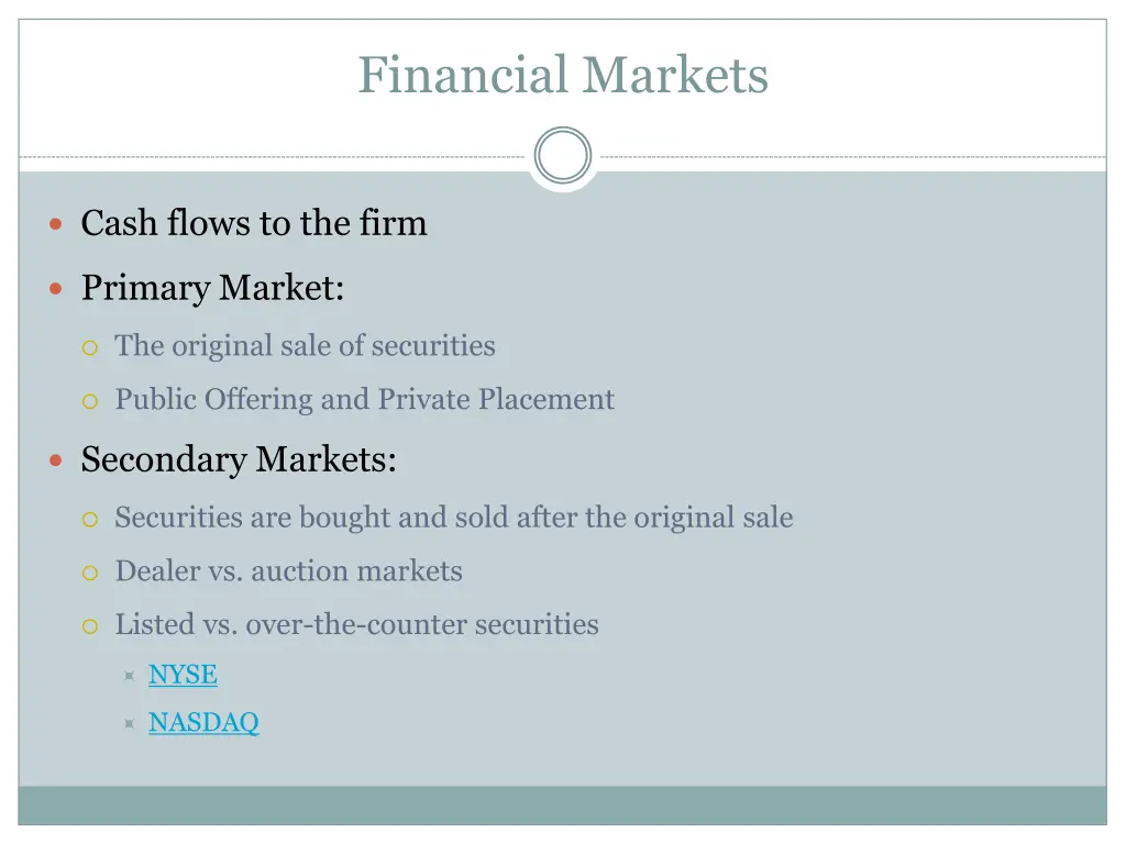 financial markets