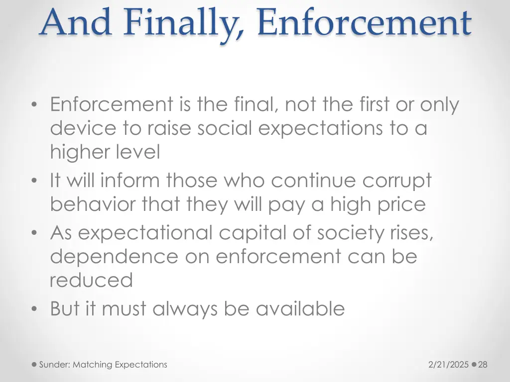 and finally enforcement