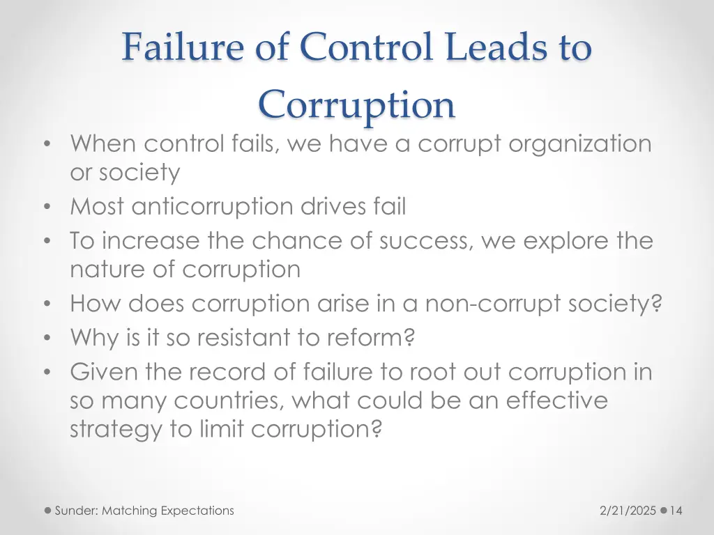 failure of control leads to corruption when