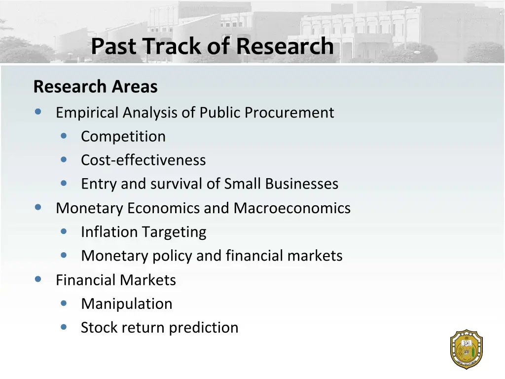 past track of research