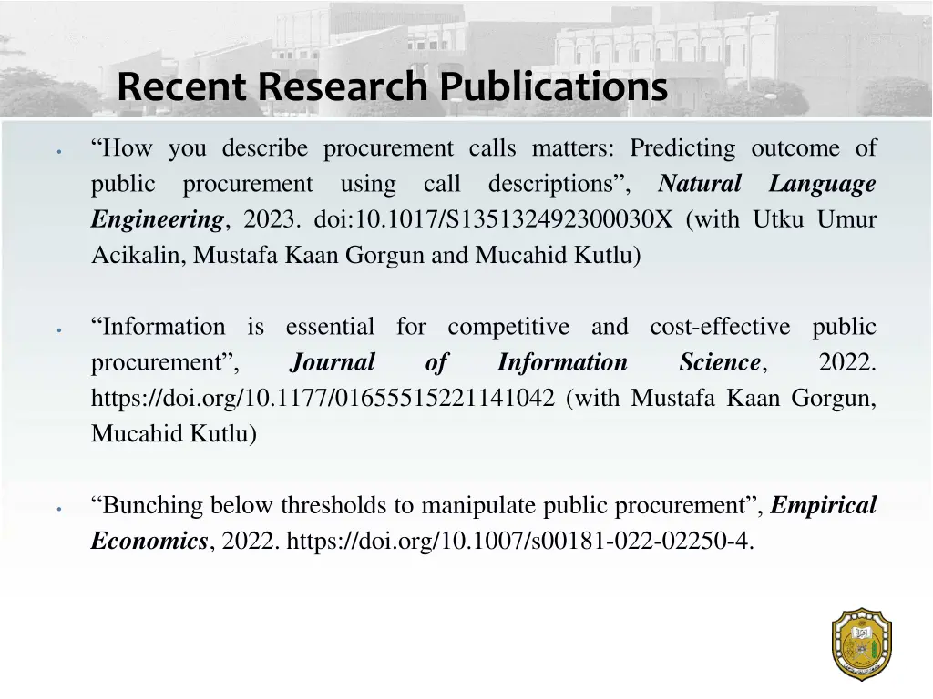 recent research publications