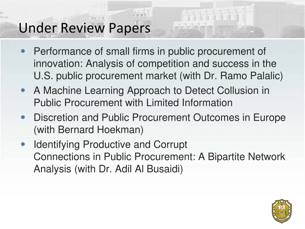 under review papers