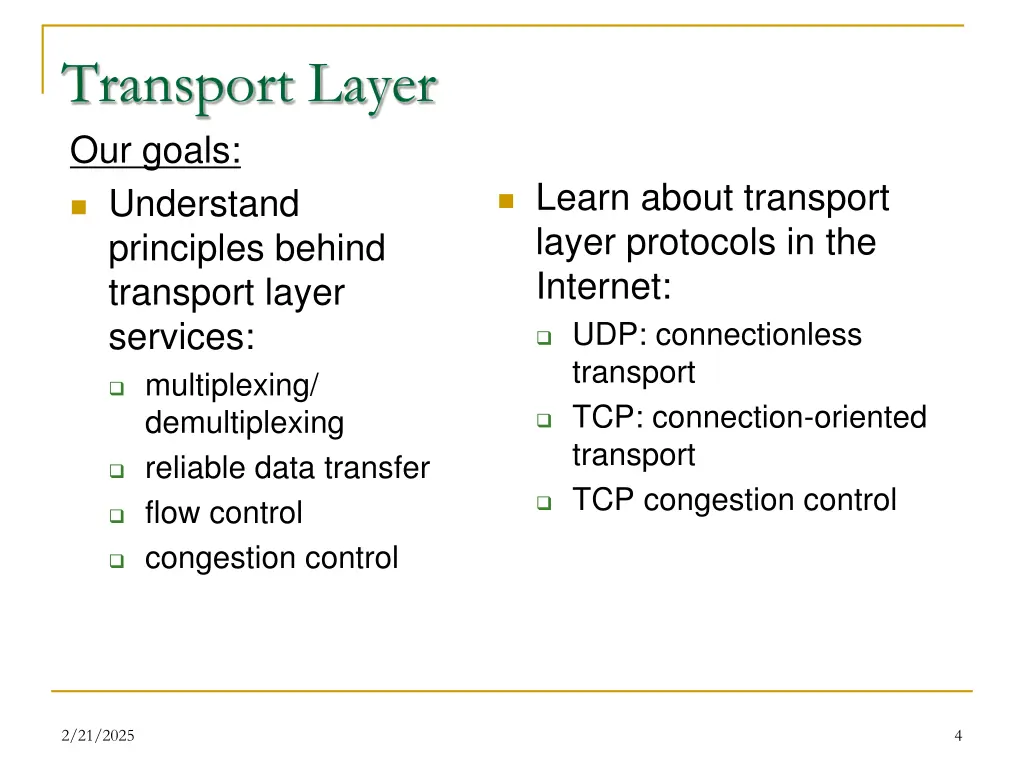 transport layer our goals understand principles
