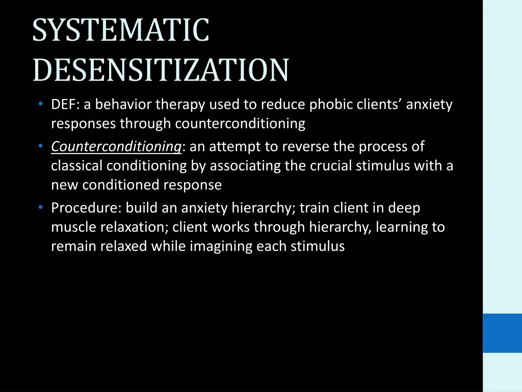 systematic desensitization def a behavior therapy
