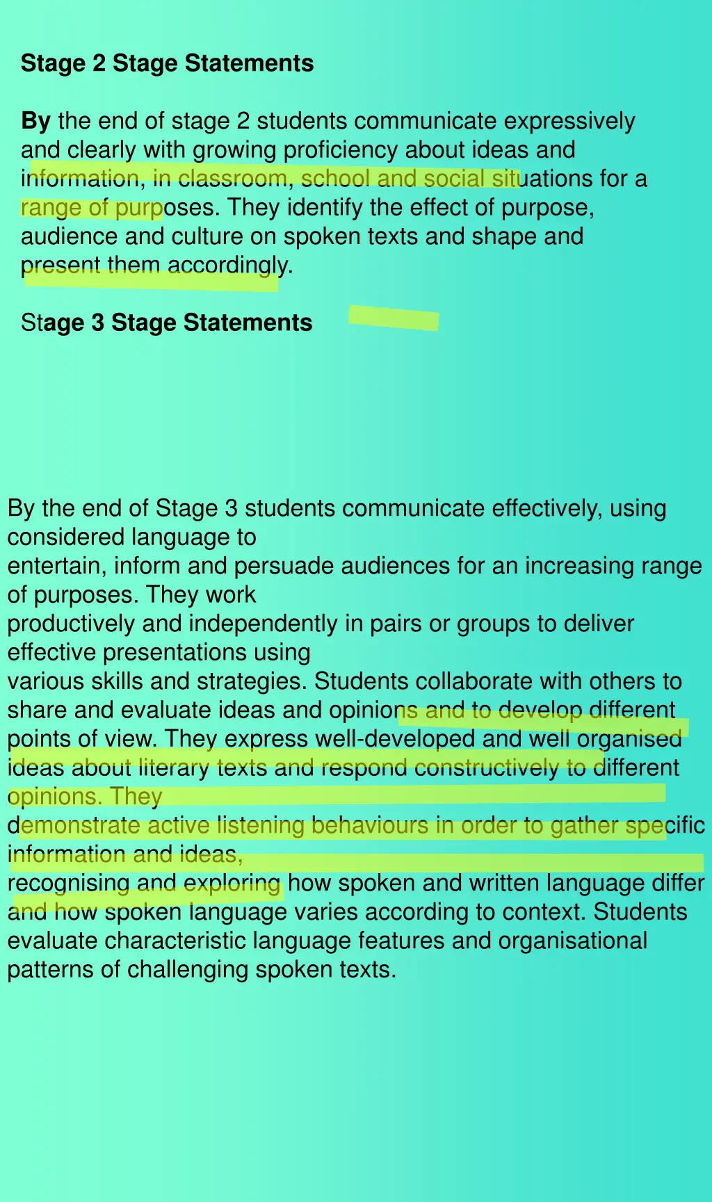 stage 2 stage statements