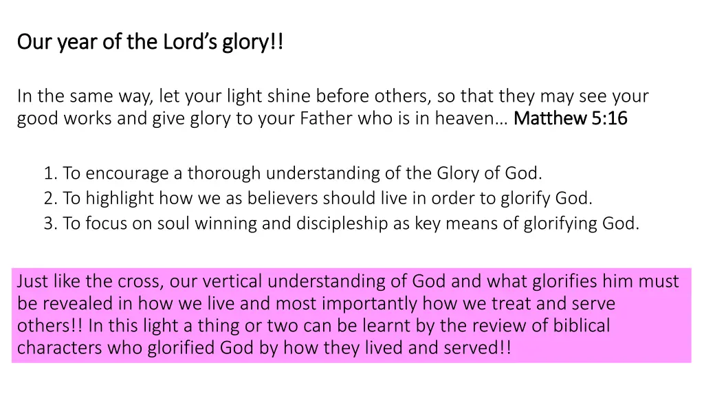 our year of the lord s glory our year of the lord