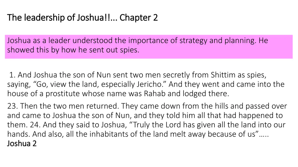 the leadership of joshua chapter 2 the leadership