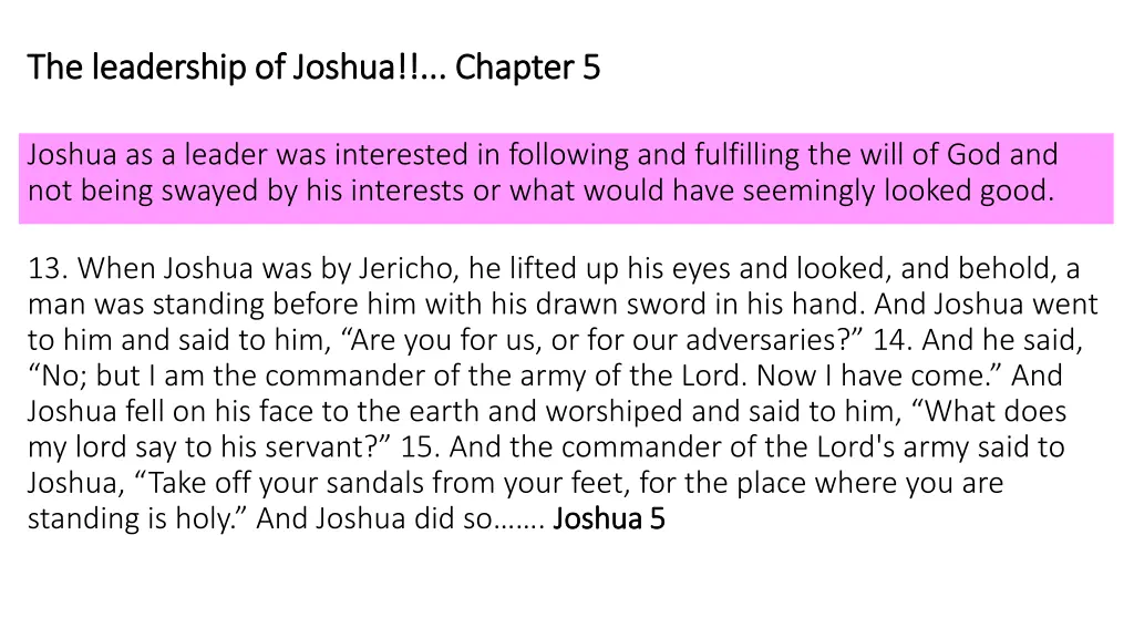 the leadership of joshua chapter 5 the leadership