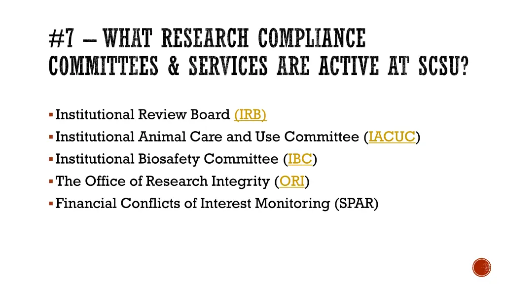7 what research compliance committees services