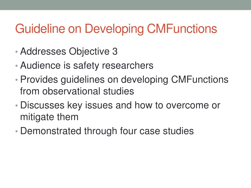 guideline on developing cmfunctions