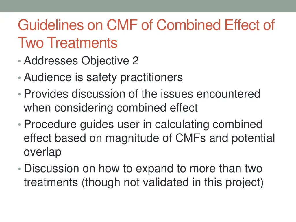 guidelines on cmf of combined effect