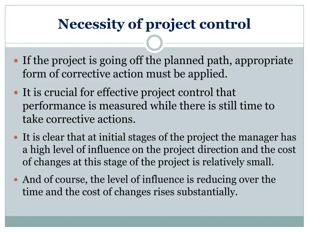 necessity of project control