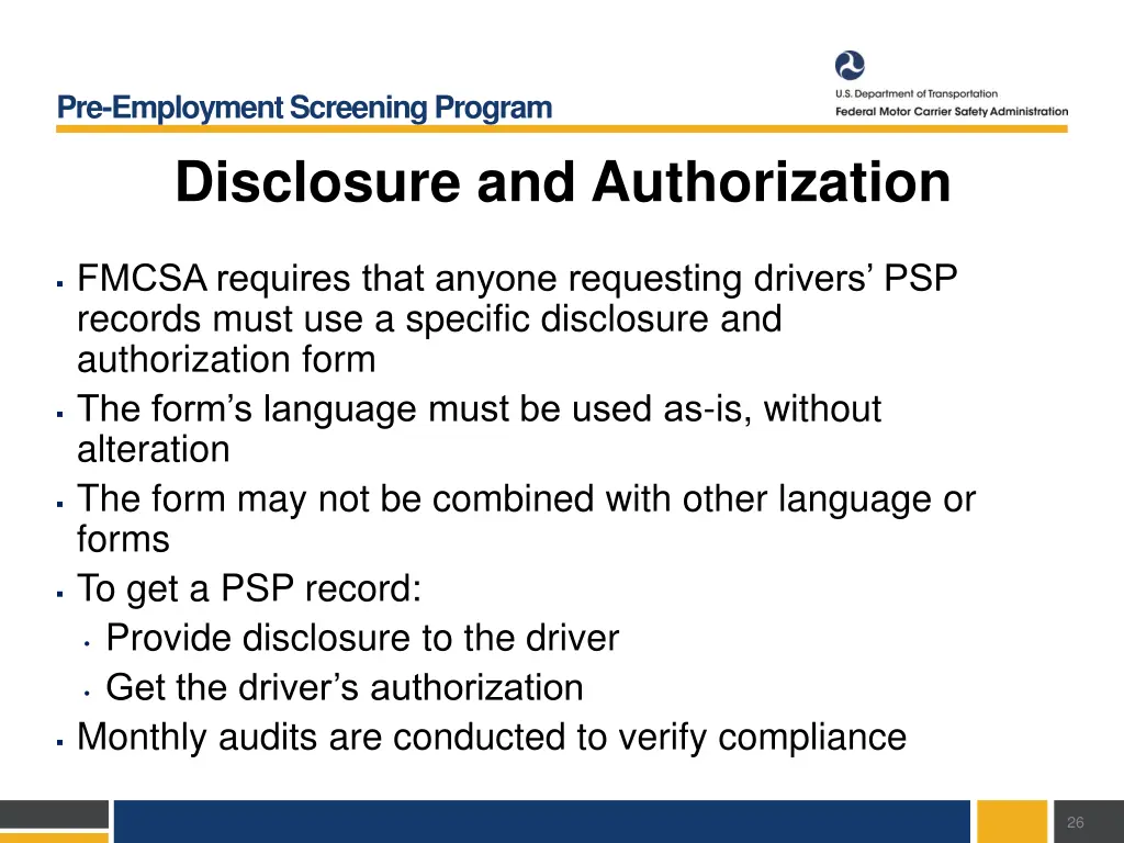 pre employment screening program disclosure