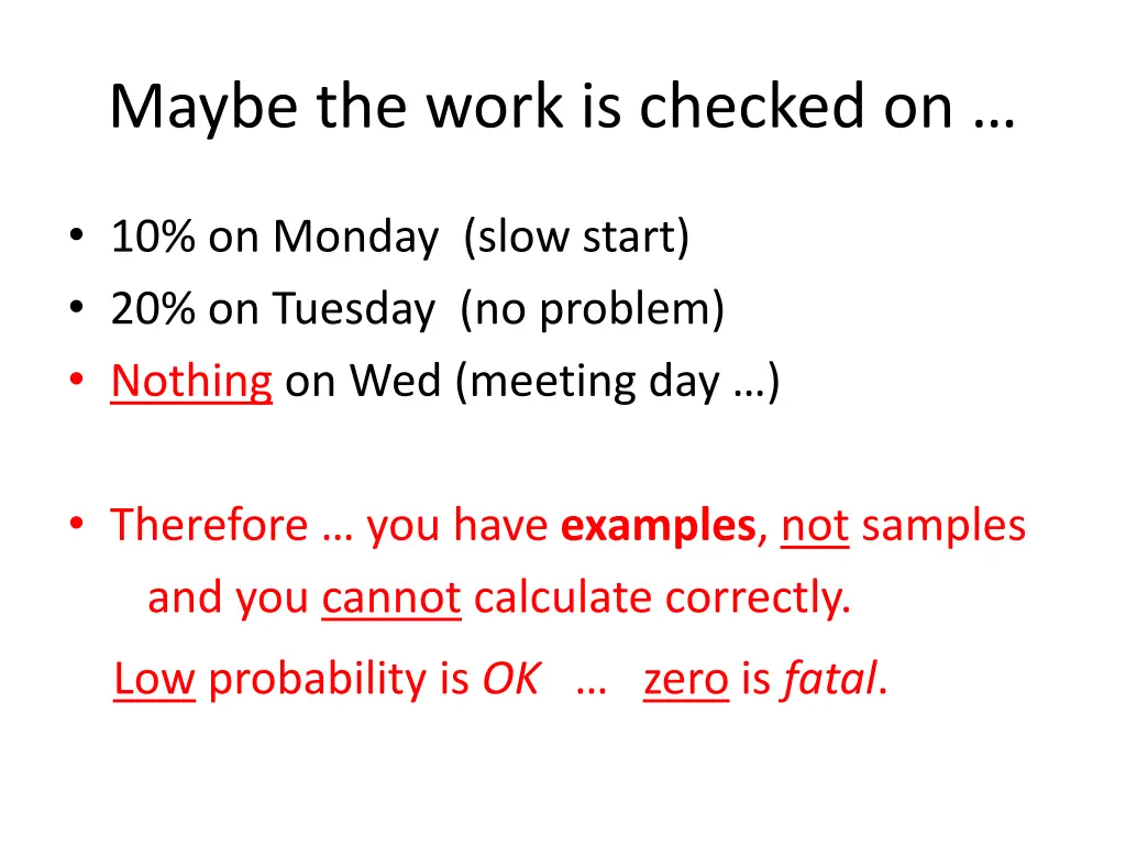 maybe the work is checked on