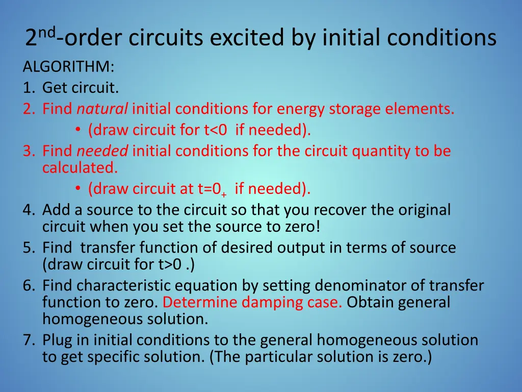 2 nd order circuits excited by initial conditions
