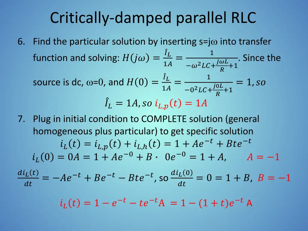 critically damped parallel rlc