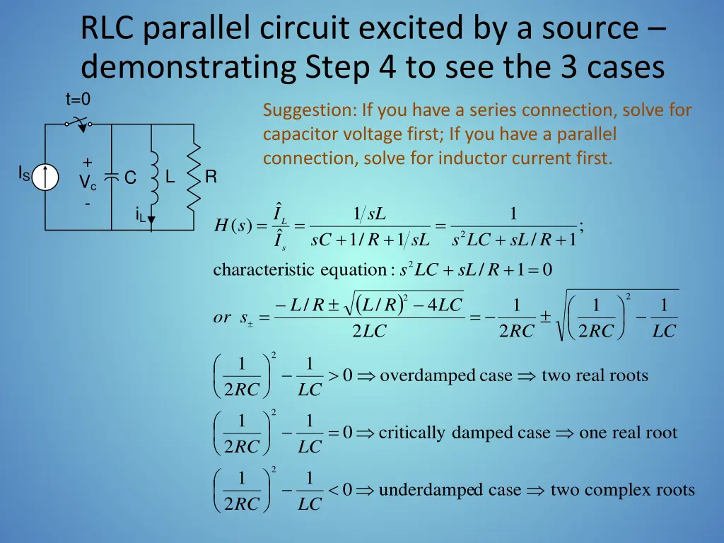rlc parallel circuit excited by a source