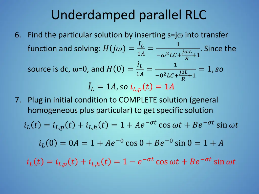 underdamped parallel rlc