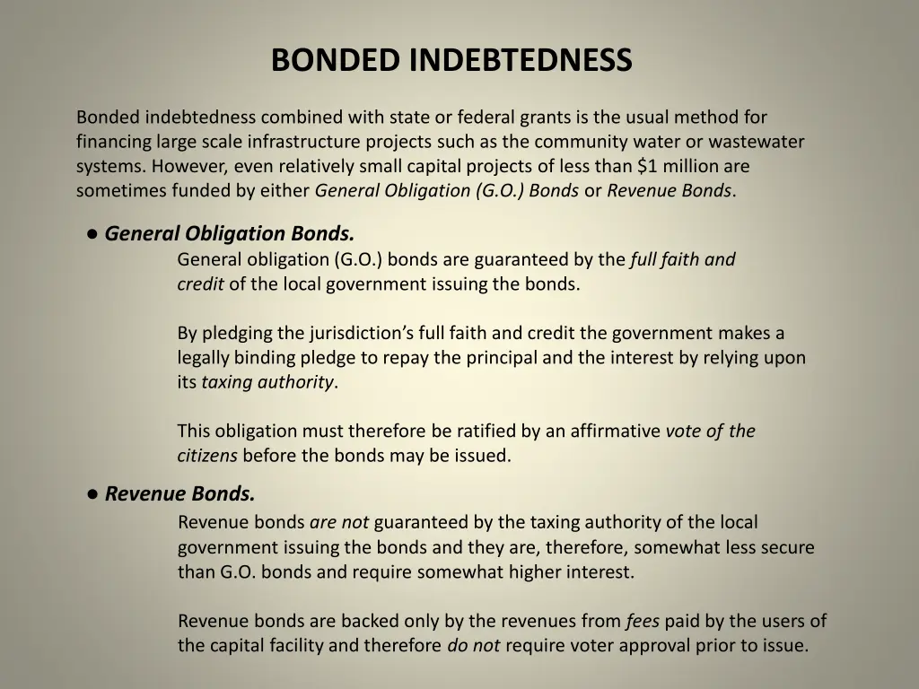 bonded indebtedness