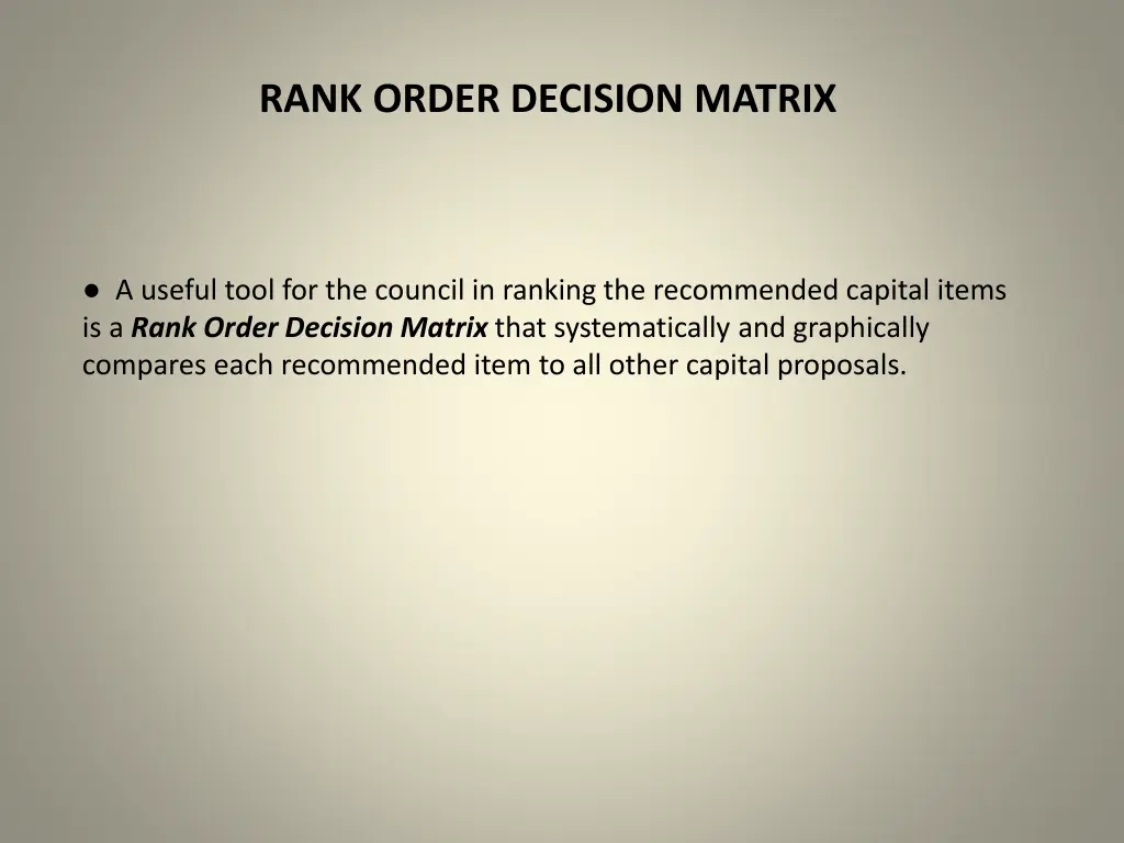 rank order decision matrix