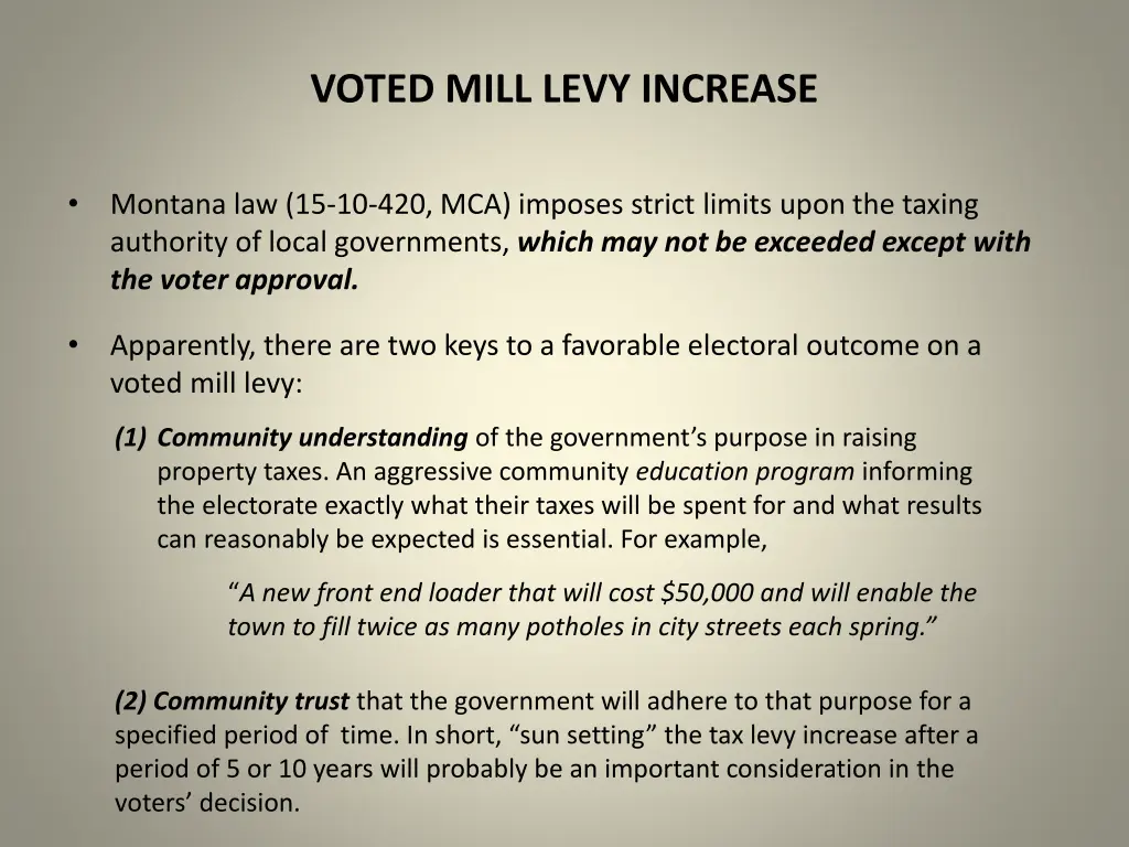 voted mill levy increase