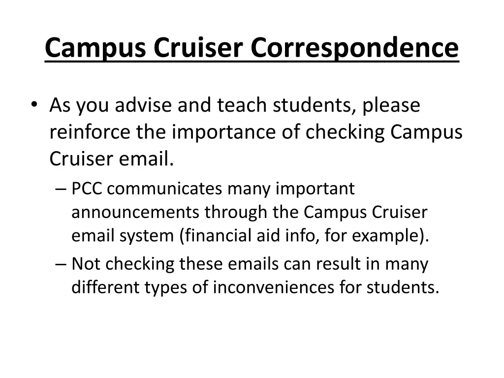 campus cruiser correspondence