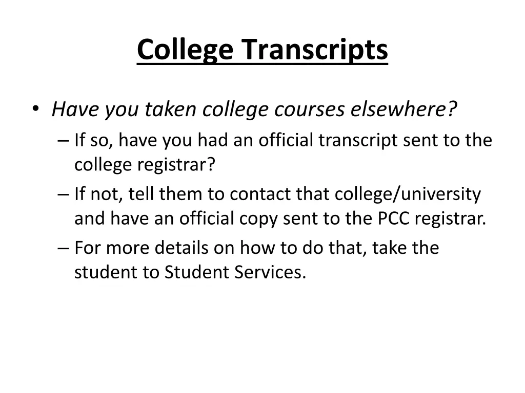 college transcripts