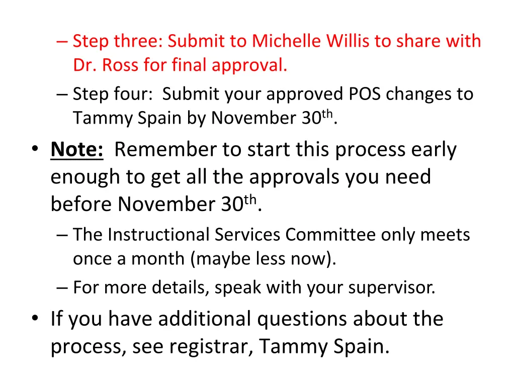 step three submit to michelle willis to share