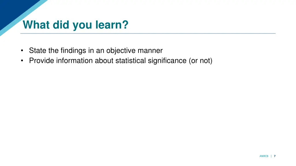 what did you learn
