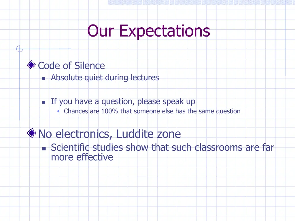our expectations