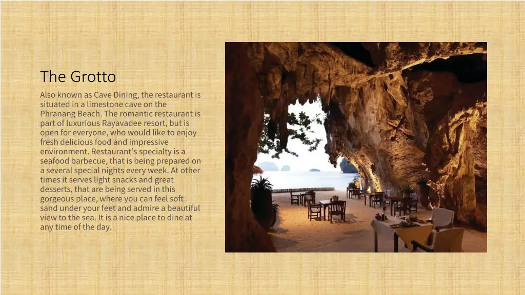 the grotto also known as cave dining