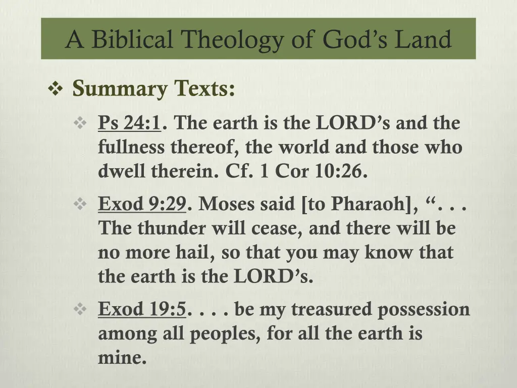 a biblical theology of god s land