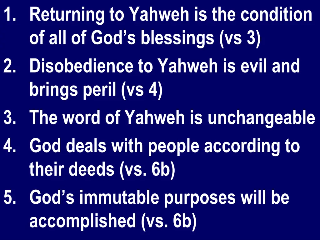 1 returning to yahweh is the condition