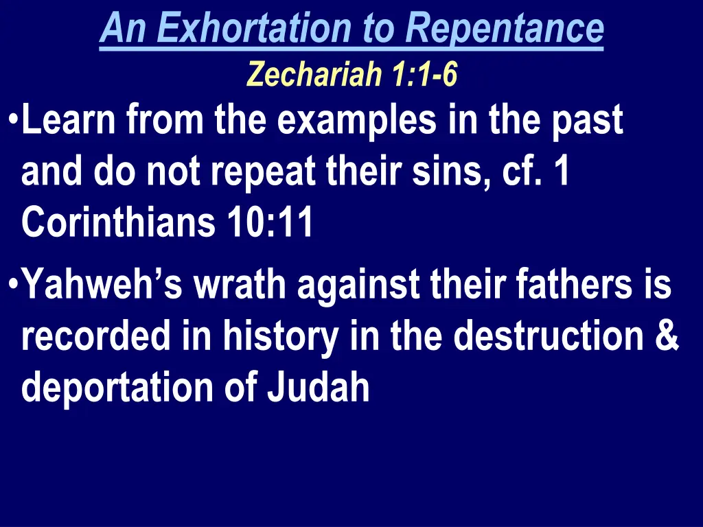 an exhortation to repentance zechariah