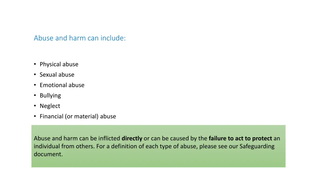 abuse and harm can include