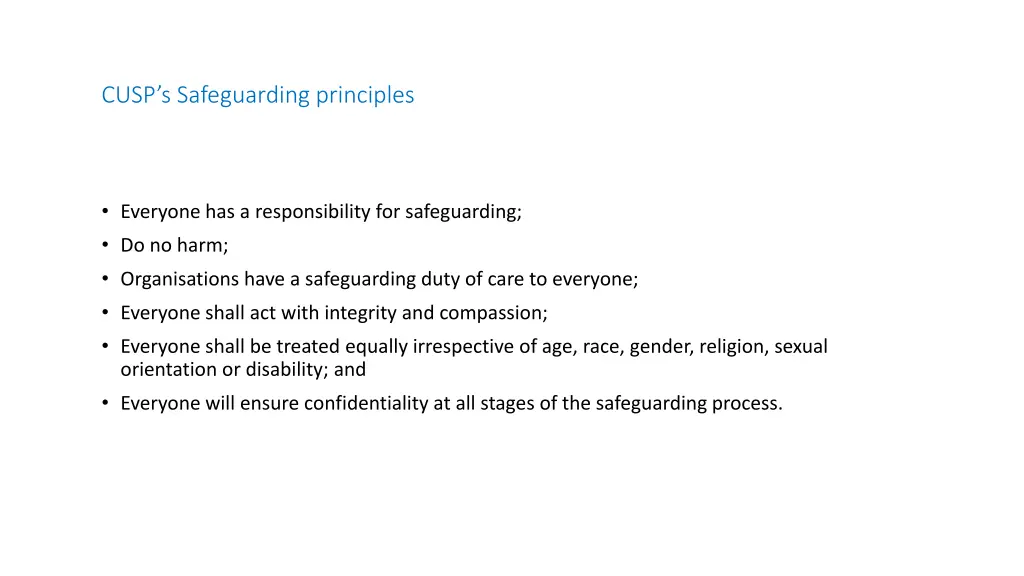 cusp s safeguarding principles