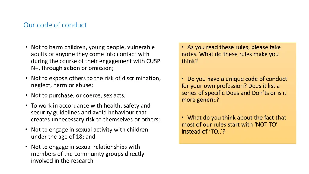 our code of conduct