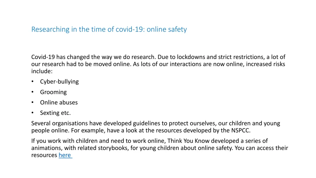 researching in the time of covid 19 online safety
