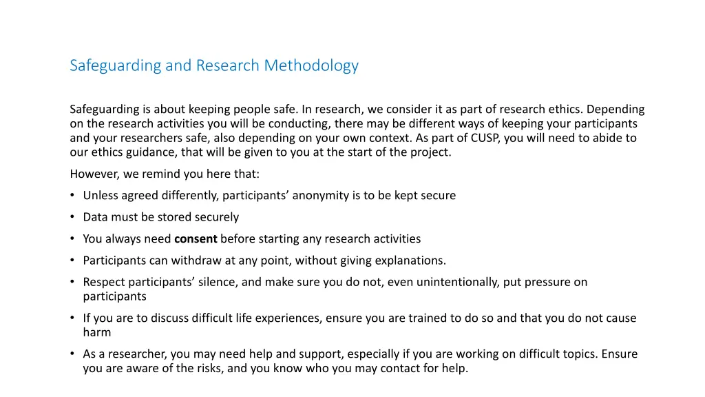 safeguarding and research methodology