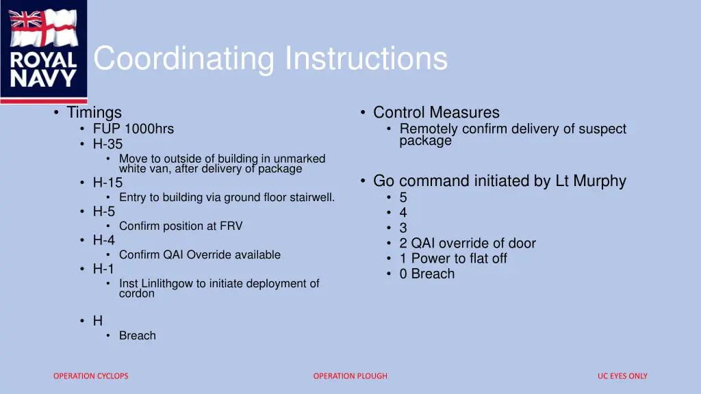 coordinating instructions