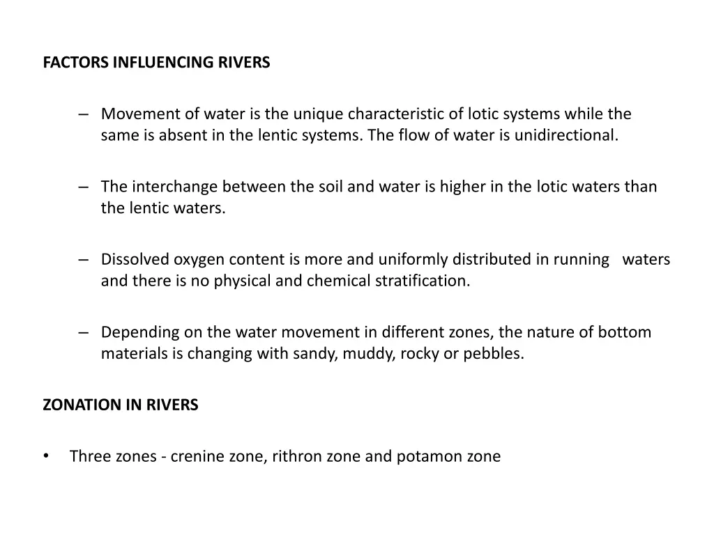 factors influencing rivers