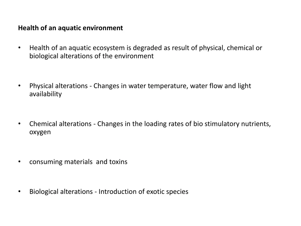 health of an aquatic environment