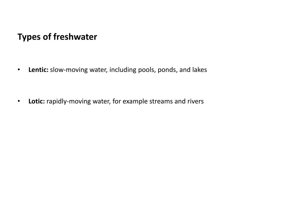 types of freshwater