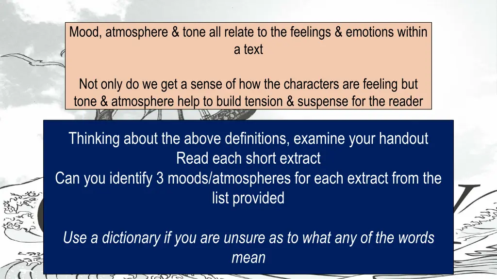 mood atmosphere tone all relate to the feelings