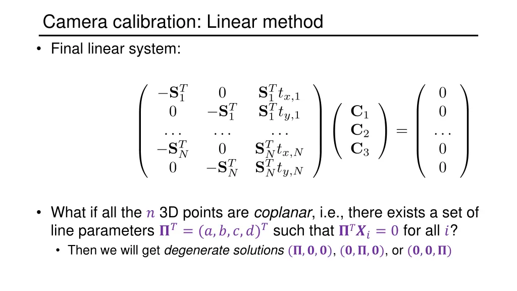 camera calibration linear method final linear