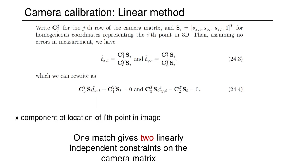 camera calibration linear method