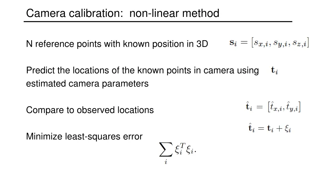 camera calibration non linear method