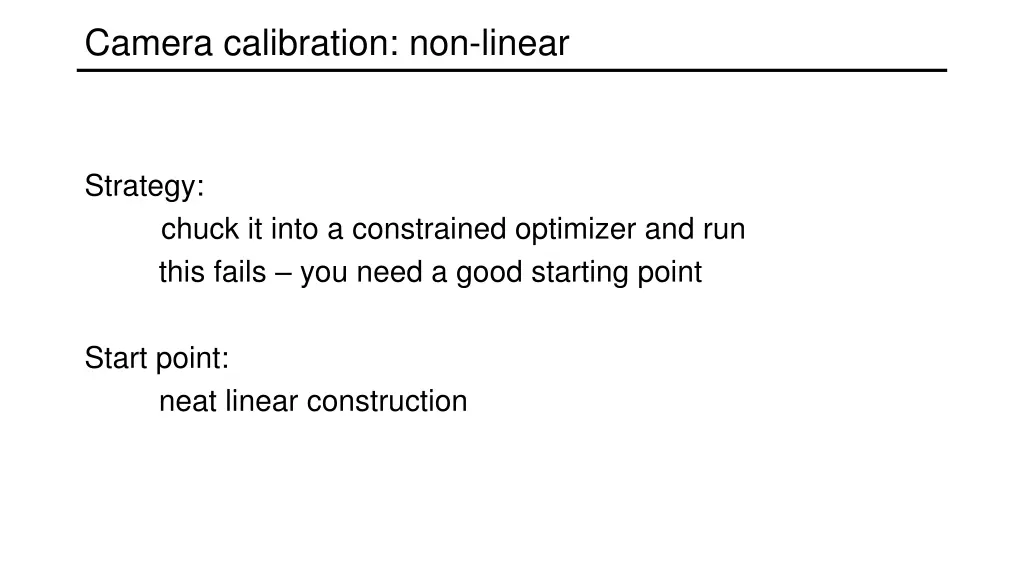 camera calibration non linear